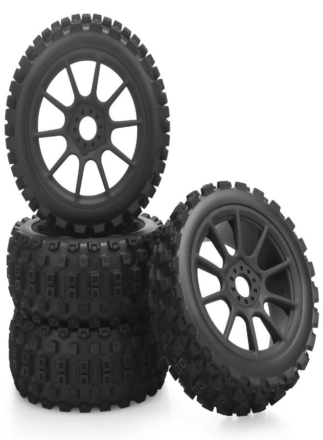 daitoku 1/8 RC Car Tires and Wheels, daitoku 17mm Hex RC Buggy Tires for 1/8 Arrma Typhon 3S 6S HSP Kyosho MP10 (Black) - Image 1